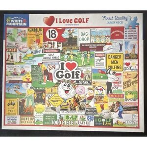 White Mountain I Love Golf 1000 Piece Puzzle 24x30" Complete